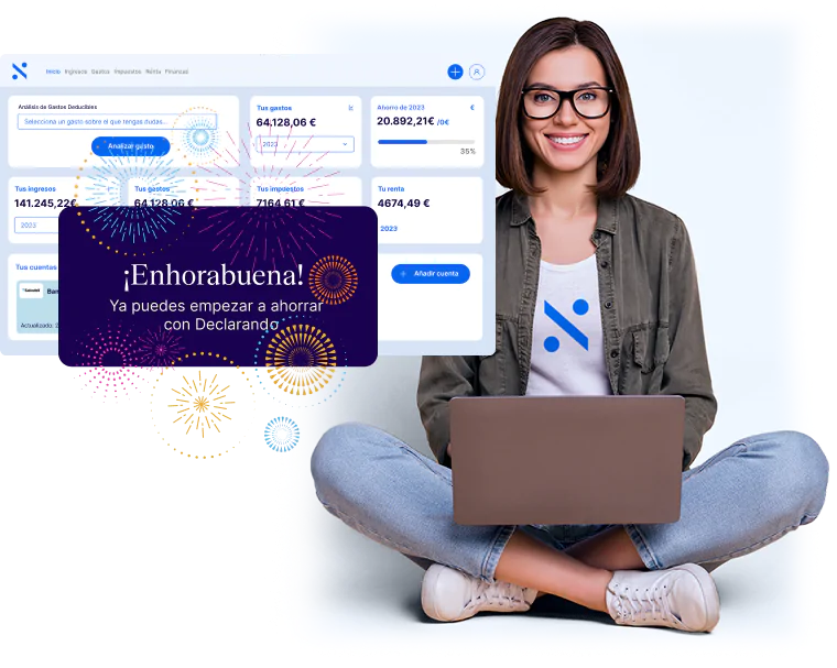 Un trabajador de Declarando en su computador